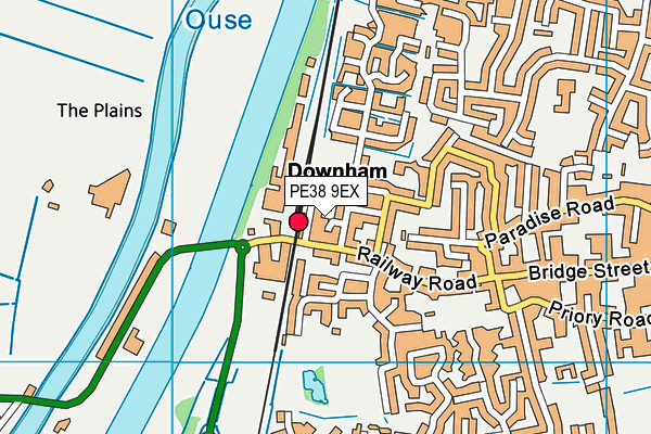 PE38 9EX map - OS VectorMap District (Ordnance Survey)