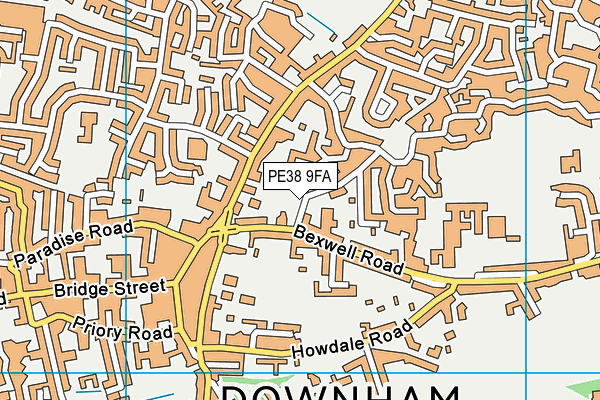 PE38 9FA map - OS VectorMap District (Ordnance Survey)