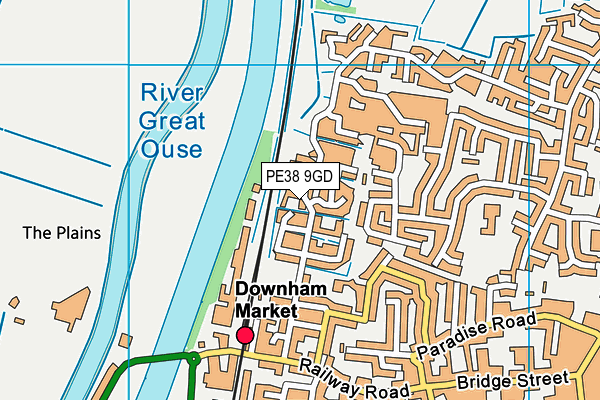 PE38 9GD map - OS VectorMap District (Ordnance Survey)