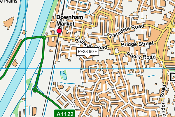 PE38 9GF map - OS VectorMap District (Ordnance Survey)