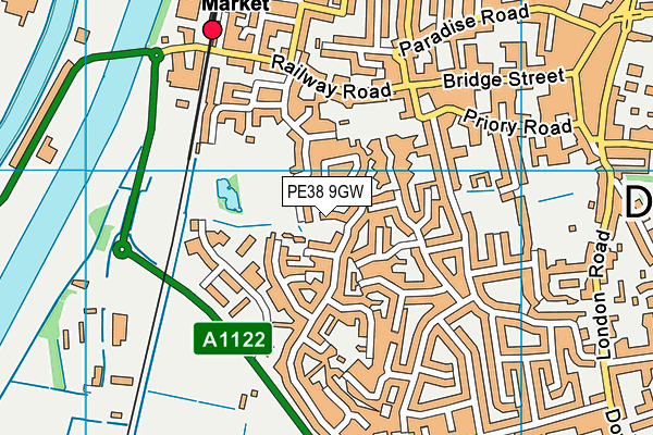 PE38 9GW map - OS VectorMap District (Ordnance Survey)