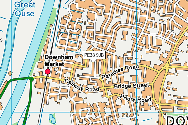 PE38 9JB map - OS VectorMap District (Ordnance Survey)