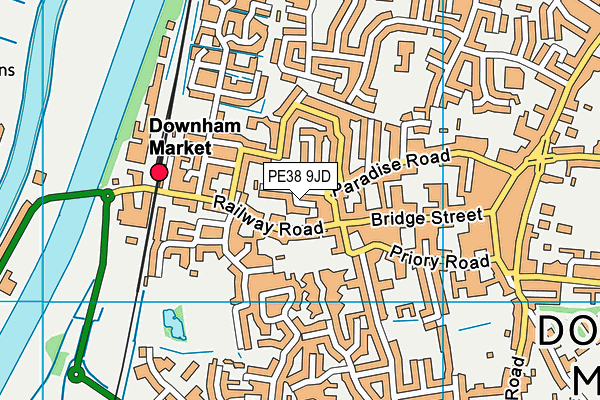 PE38 9JD map - OS VectorMap District (Ordnance Survey)