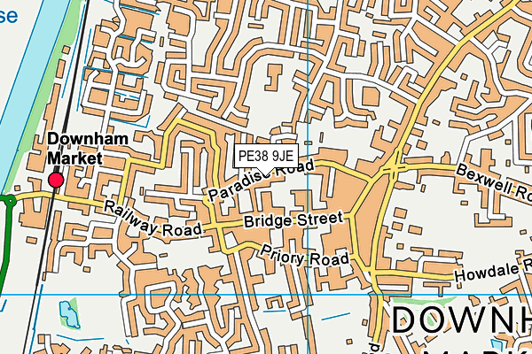 PE38 9JE map - OS VectorMap District (Ordnance Survey)