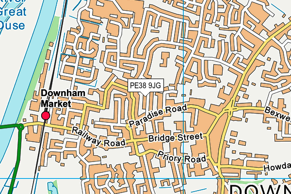 PE38 9JG map - OS VectorMap District (Ordnance Survey)