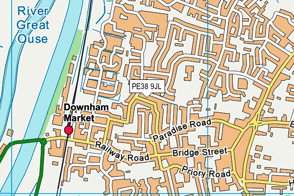 PE38 9JL map - OS VectorMap District (Ordnance Survey)