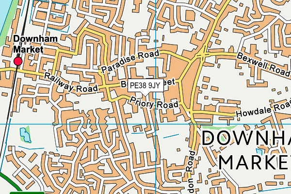 PE38 9JY map - OS VectorMap District (Ordnance Survey)