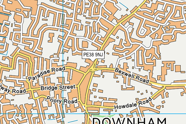 PE38 9NJ map - OS VectorMap District (Ordnance Survey)