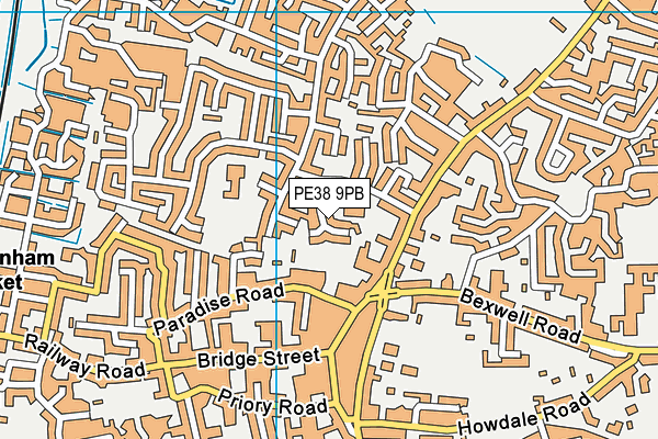 PE38 9PB map - OS VectorMap District (Ordnance Survey)