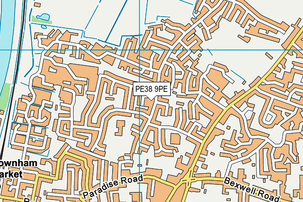 PE38 9PE map - OS VectorMap District (Ordnance Survey)