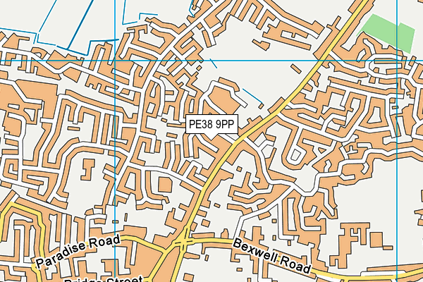PE38 9PP map - OS VectorMap District (Ordnance Survey)