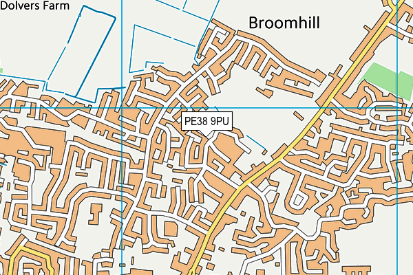 PE38 9PU map - OS VectorMap District (Ordnance Survey)