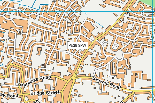 PE38 9PW map - OS VectorMap District (Ordnance Survey)