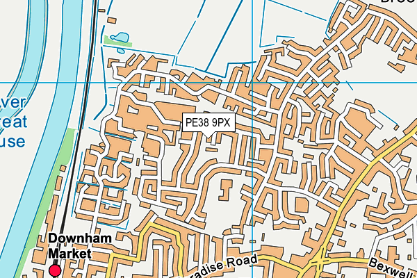 PE38 9PX map - OS VectorMap District (Ordnance Survey)