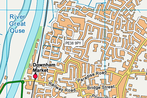 PE38 9PY map - OS VectorMap District (Ordnance Survey)