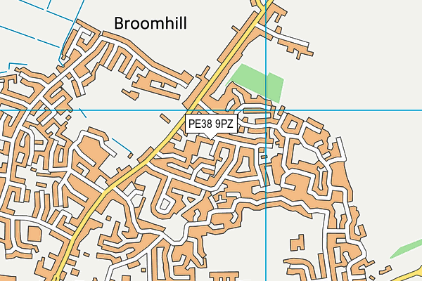 PE38 9PZ map - OS VectorMap District (Ordnance Survey)