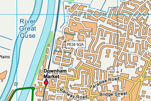 PE38 9QA map - OS VectorMap District (Ordnance Survey)