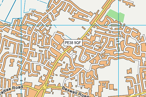 PE38 9QF map - OS VectorMap District (Ordnance Survey)