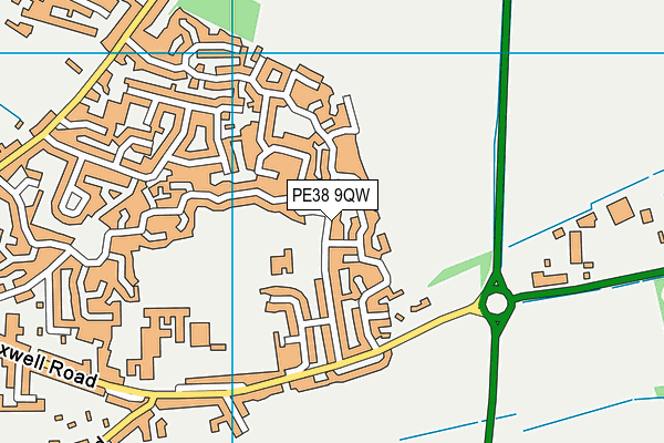 PE38 9QW map - OS VectorMap District (Ordnance Survey)