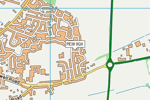 PE38 9QX map - OS VectorMap District (Ordnance Survey)