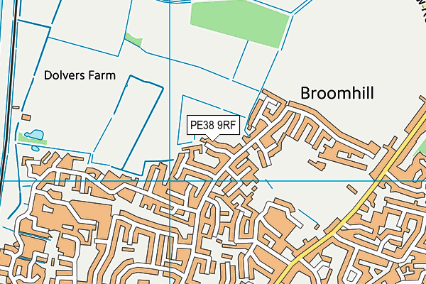 PE38 9RF map - OS VectorMap District (Ordnance Survey)