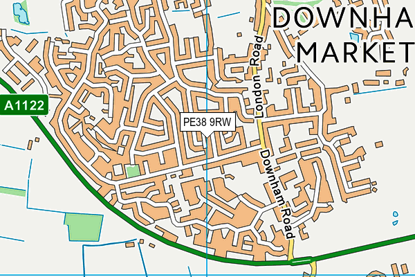 PE38 9RW map - OS VectorMap District (Ordnance Survey)