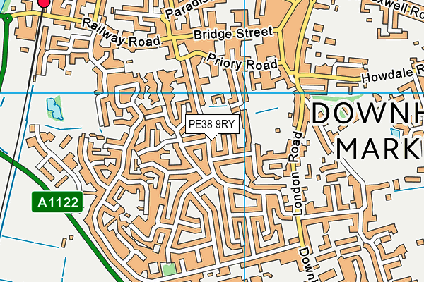 PE38 9RY map - OS VectorMap District (Ordnance Survey)