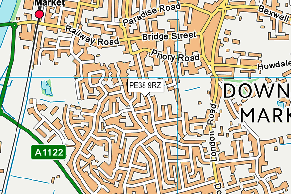 PE38 9RZ map - OS VectorMap District (Ordnance Survey)