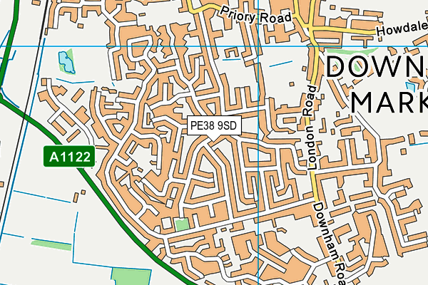 PE38 9SD map - OS VectorMap District (Ordnance Survey)