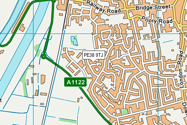 PE38 9TJ map - OS VectorMap District (Ordnance Survey)