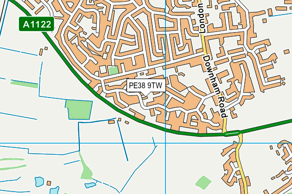 PE38 9TW map - OS VectorMap District (Ordnance Survey)