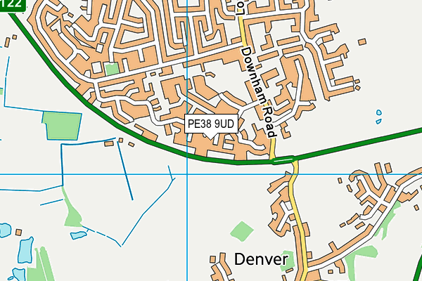 PE38 9UD map - OS VectorMap District (Ordnance Survey)