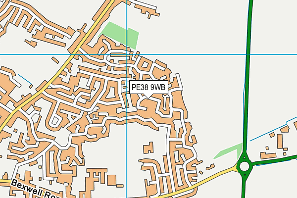 PE38 9WB map - OS VectorMap District (Ordnance Survey)