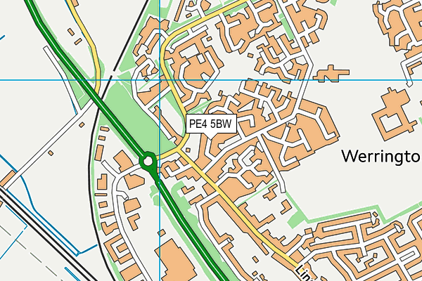 PE4 5BW map - OS VectorMap District (Ordnance Survey)