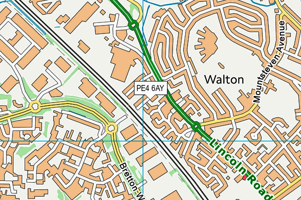 PE4 6AY map - OS VectorMap District (Ordnance Survey)
