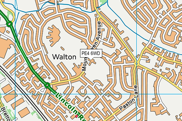PE4 6WD map - OS VectorMap District (Ordnance Survey)