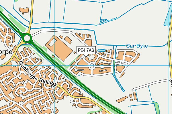 PE4 7AS map - OS VectorMap District (Ordnance Survey)