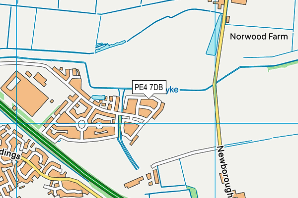 PE4 7DB map - OS VectorMap District (Ordnance Survey)