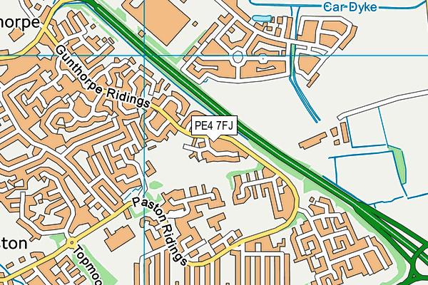 PE4 7FJ map - OS VectorMap District (Ordnance Survey)