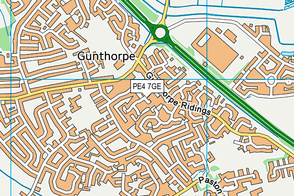 PE4 7GE map - OS VectorMap District (Ordnance Survey)