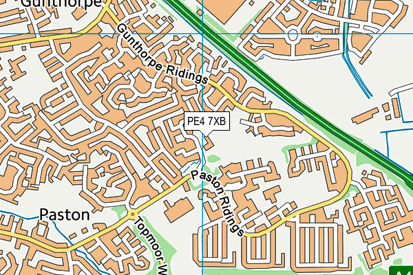 PE4 7XB map - OS VectorMap District (Ordnance Survey)