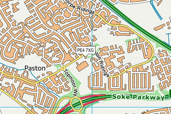Paston Ridings Primary School map (PE4 7XG) - OS VectorMap District (Ordnance Survey)