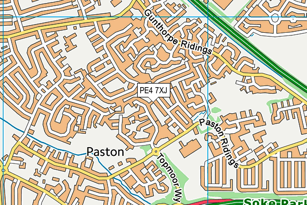 PE4 7XJ map - OS VectorMap District (Ordnance Survey)