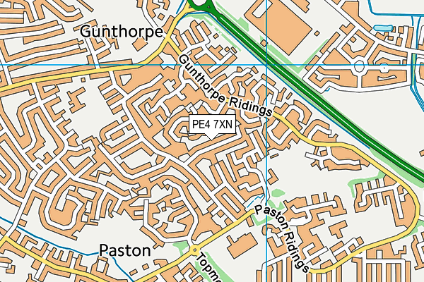 PE4 7XN map - OS VectorMap District (Ordnance Survey)