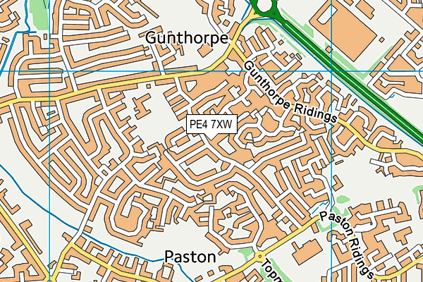 PE4 7XW map - OS VectorMap District (Ordnance Survey)