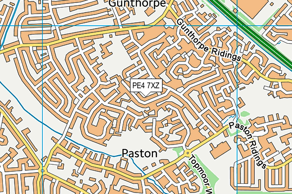 PE4 7XZ map - OS VectorMap District (Ordnance Survey)