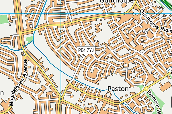 PE4 7YJ map - OS VectorMap District (Ordnance Survey)