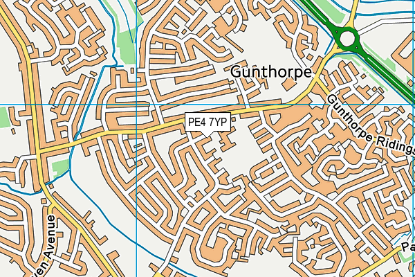 Gunthorpe Primary School map (PE4 7YP) - OS VectorMap District (Ordnance Survey)