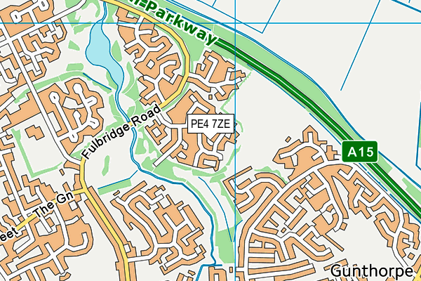 PE4 7ZE map - OS VectorMap District (Ordnance Survey)