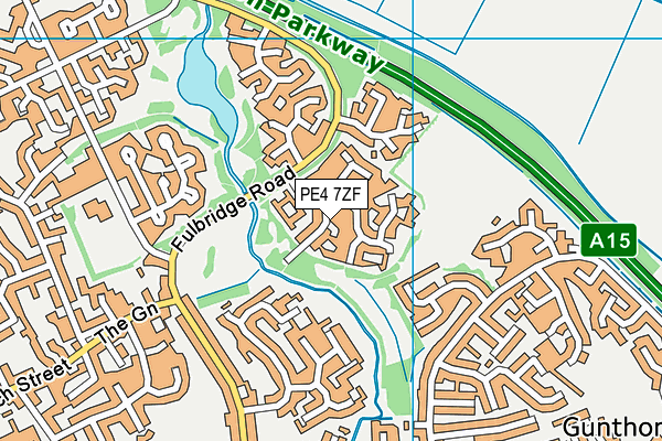 PE4 7ZF map - OS VectorMap District (Ordnance Survey)